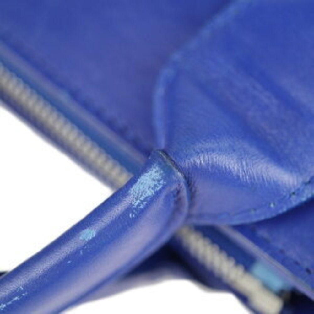 BALENCIAGA Cabas Shoulder Tote Bag Leather Blue Handbag - Picture 7 of 9